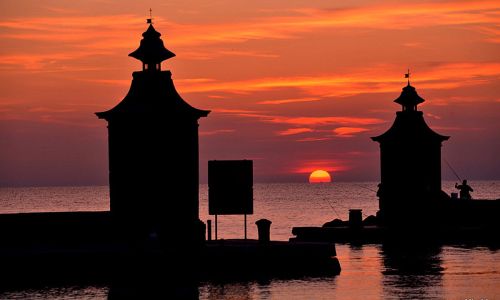 Hafeneinfahrt Piran, Sonnenuntergang
