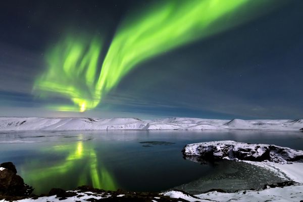 Nordlichter über der Halbinsel Reykjanes