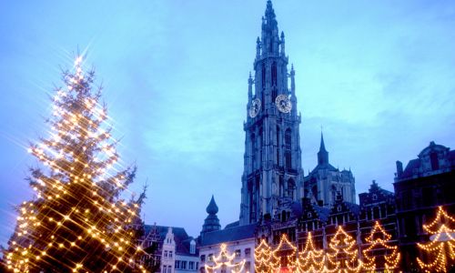 Antwerpen, Weihnachtsbaum und Kathedrale