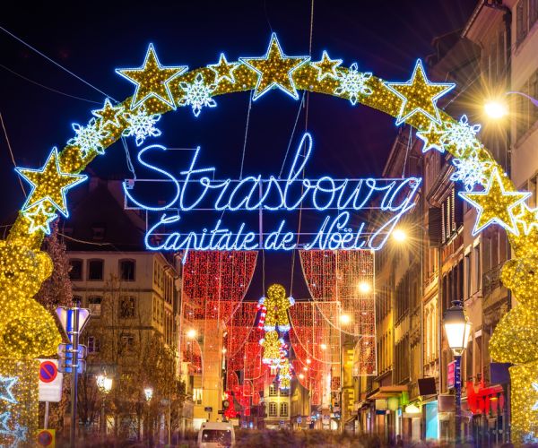 Die Innenstadt von Straßburg zu Weihnachten