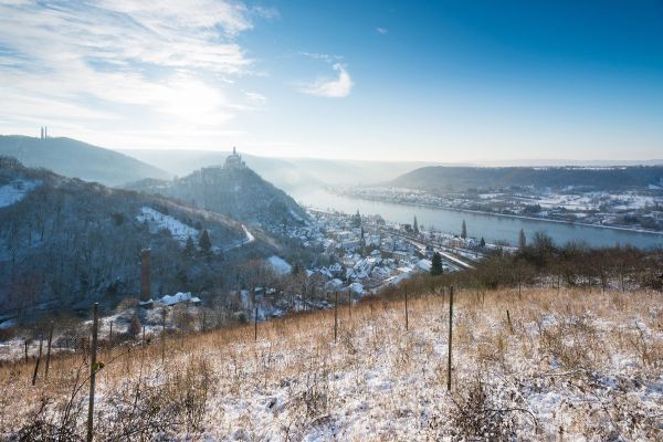 Rheintal und Marksburg im Winter 