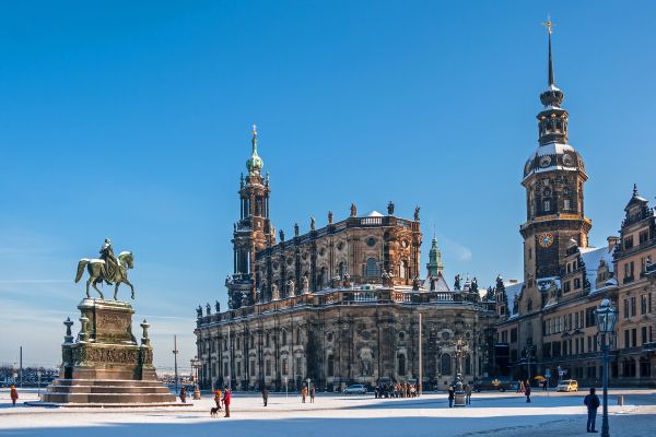 Dresden, Hofkirche im Winter